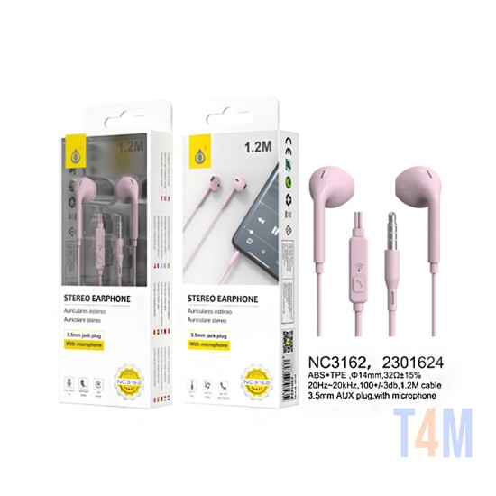 ONEPLUS EARPHONES NC3162 RS WITH MICROPHONE AND MULTIFUNCTIONAL BUTTON 1.2M PINK